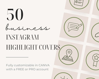 50 Instagram Highlight Covers for Business Owners | Canva Business Templates | IG Story Icons | Insta Templates for Social Media