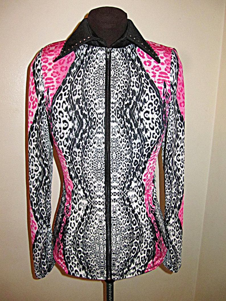 PINK /& BLACK Leopard Western Pleasure Rail Shirt