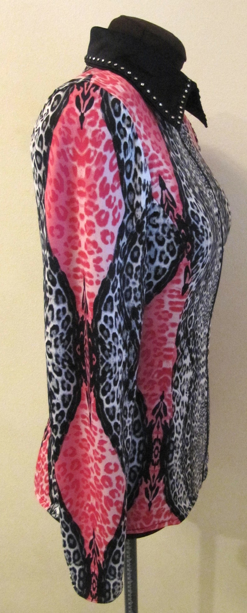 PINK /& BLACK Leopard Western Pleasure Rail Shirt