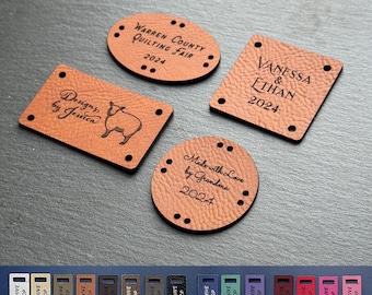 Engraved Vegan Leather Tag: Custom Quilting, Knitting, Crochet Label