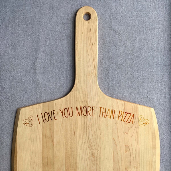 Custom Engraved Pizza Peel / Spatula. Pizza Love - Your Custom message - Wooden spatula for homemade or restaurant pizza, laser engraved