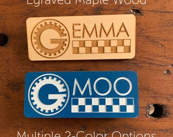 Mystery Science Theater 3000 MST3K Giszmonic Institute "G" customizable nametag lasercut - New colors available! Wood & Acrylic