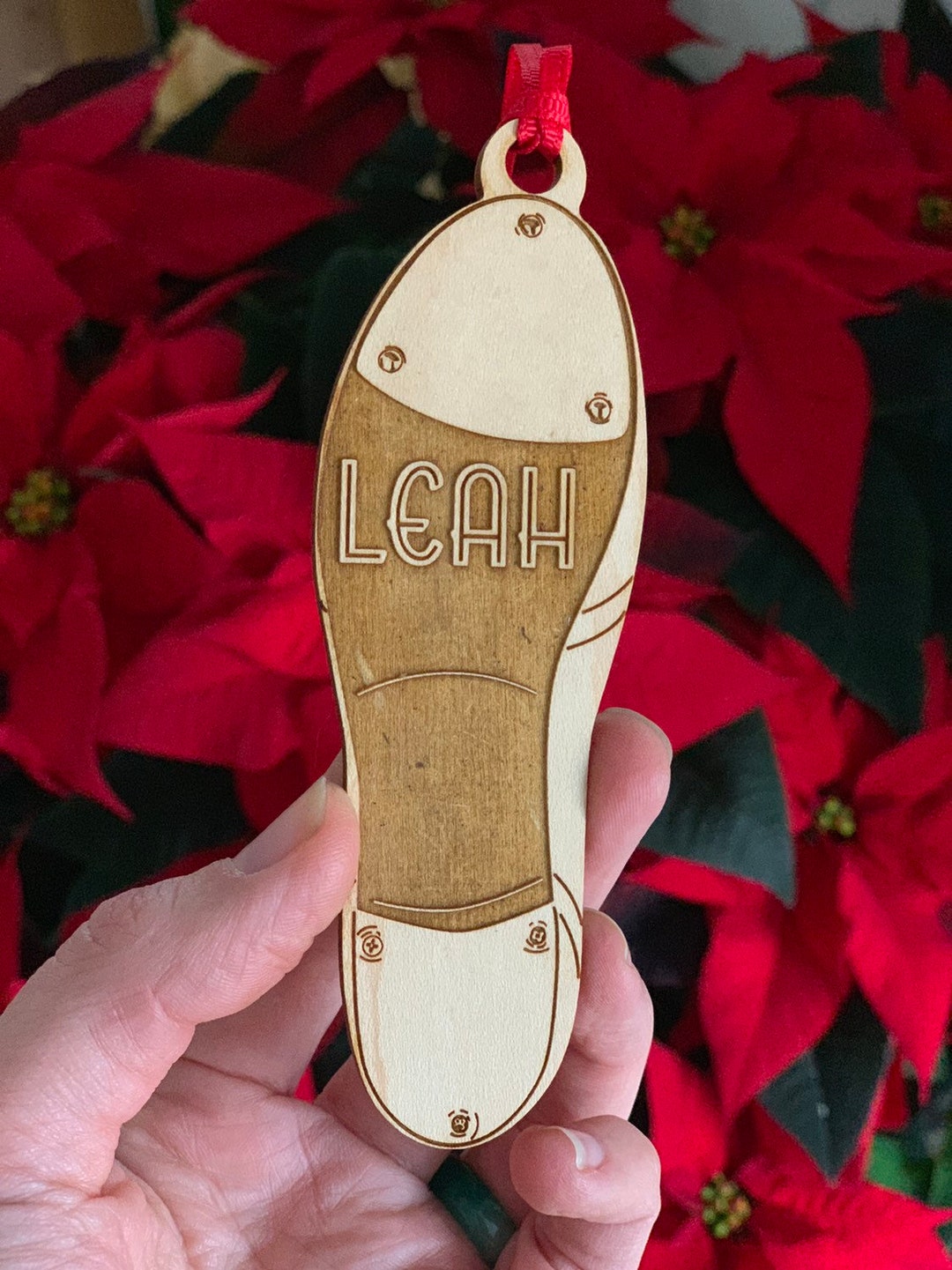 Custom Tap Shoe Ornament for Your Dancer Laser Engraved in Maple Wood