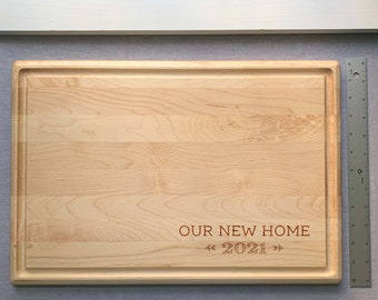 Maple Cutting Board (Optional Groove) 12"x18"  Personalized with your Engraved Names or Message