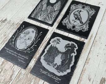 Slate Wall Art Engraved with Nature Inspired Art Illustrations -- Four Designs to choose from