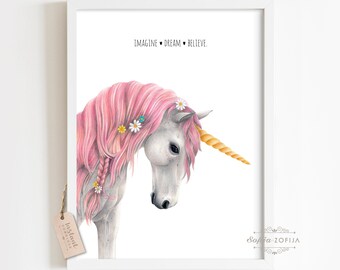 Black White Unicorn Bohemian Wall Print Flowers Art Printable Nersury Fairy Animals Minimalist Modern Girls Room Decor Girlly Poster