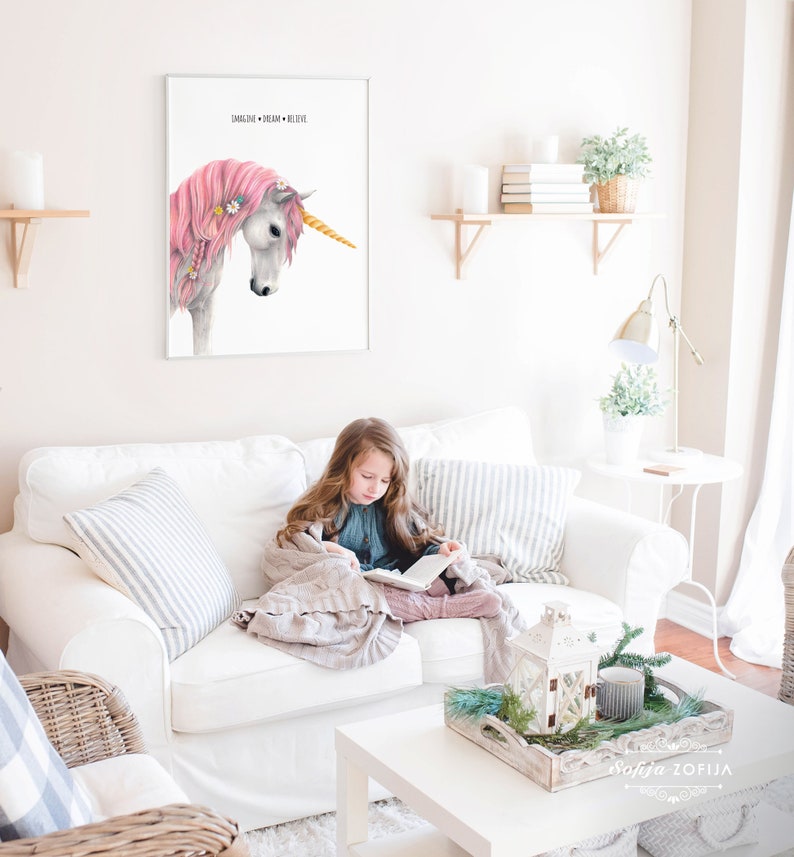 Unicorn Print Unicorn Nursery Wall Art Nursery Print Nursery Etsy