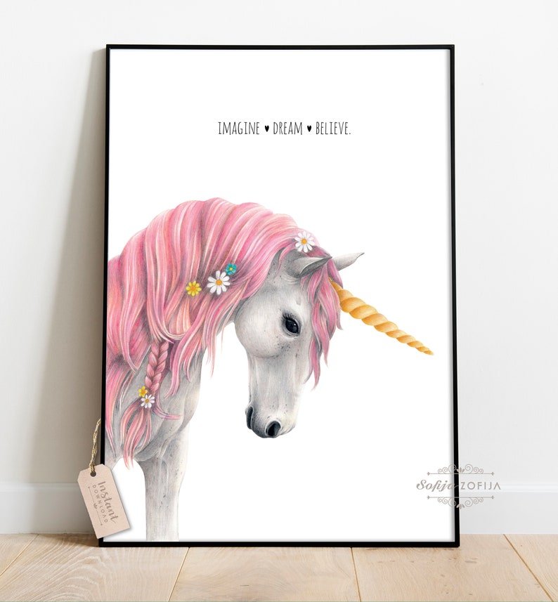 Unicorn Print Unicorn Nursery Wall Art Nursery Print Nursery Etsy