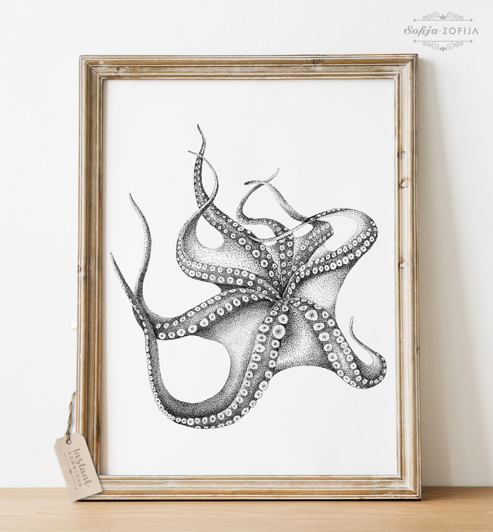 Octopus Wall Art Bathroom Decor Ocean Modern Wall Art | Etsy