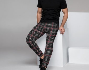 Phantom Thief Men's Joggers // Casual Cosplay, Cosplay Gym, Plaid Joggers