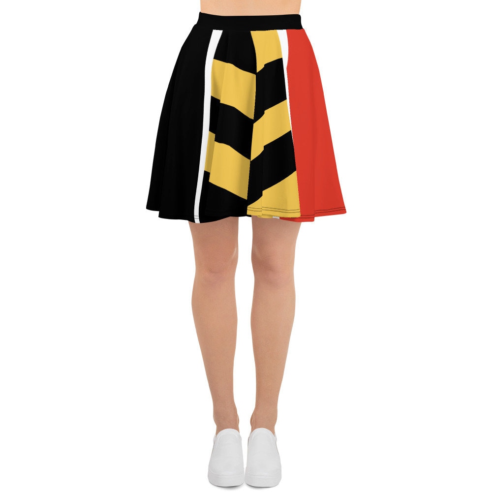 Ladies Queen of Hearts Panel Skater Skirt Wonderland Fancy Dress