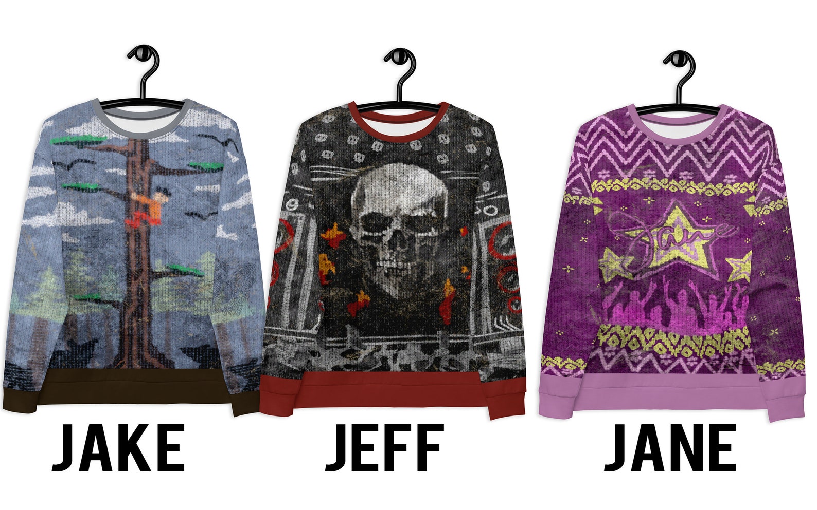 Dbd Ugly Christmas Sweatshirts // yui Felix Mikaela Added Etsy
