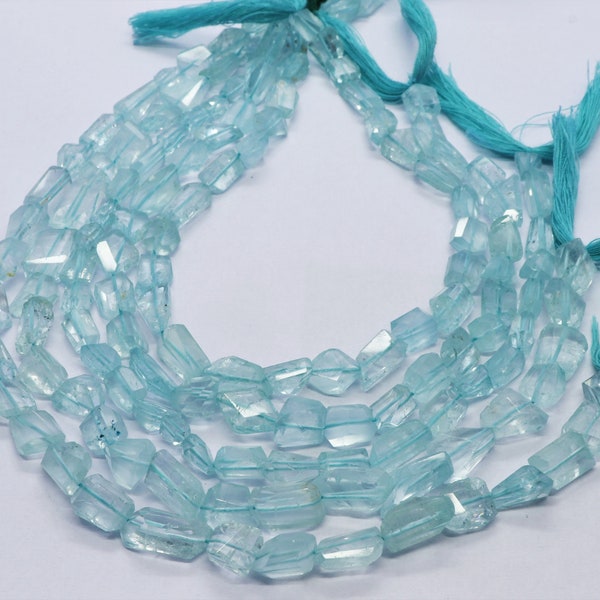 AAA + Aquamarine Faceted Nugget beads, Aquamarine Tumble beads,  Faceted Beads, 11 inch Faceted Uneven Aquamarine Beads, Aquamarine nuggets