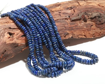 AAA Beautiful Lapis Lazuli Smooth Rondelle Beads | Plain Lapis Lazuli Beads| Natural Lapis Gemstone Beads | 16" Lapis Beads Necklace
