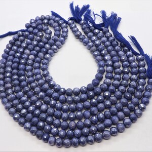 Blue Silverite Faceted Round Balls, Coated Silverite Beads, 9-10 MM Silverite Beads, Silverite Round Bead, Faceted Silverite Gemstone Bead