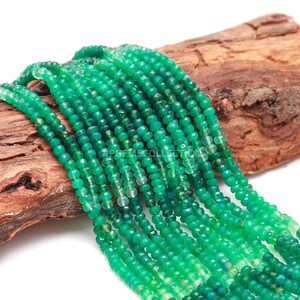 AAA Natural Green Onyx Faceted Rondelle Beads | 5.5MM Green Onyx Rondelle Faceted Beads |  Onyx Shaded Beads Strand | Wholesale Beads