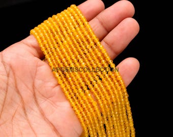 1 Strand AAA Beautiful Yellow Calcedony Faceted Round beads, 3mm Chalcedony beads, Faceted Chalcedony Round beads, 13" Chalcedony Balls