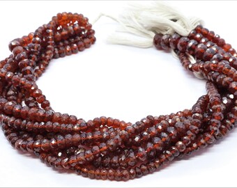Natural Gem Hessonite Garnet Smooth 5-7MM Rondelle Beads Necklace 187Cts 20"