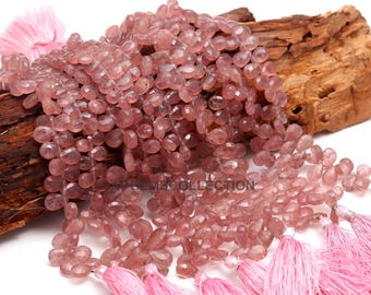 AAA Natural Strawberry Faceted Pear Shape Beads, 7x9-8x11 MM Strawberry Beads, Pink Strawberry Pear beads, 8&quot; Faceted strawberry for jewelry