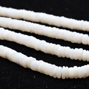 May include: A strand of white shell beads, with a smooth, polished finish. The beads are arranged in a circular pattern, creating a delicate and elegant look.