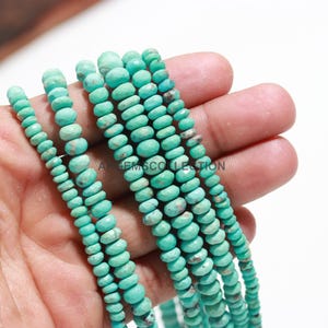 AAA Natural Arizona Turquoise Faceted Rondelle Beads, Arizona Turquoise Beads, 14 inch Faceted turquoise Rondelle for jewelry making