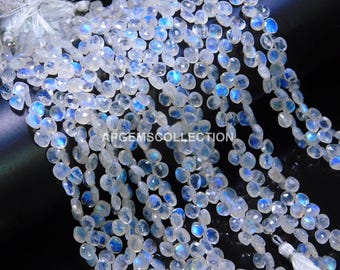 AAA Natural White Rainbow Moonstone Faceted Heart Shape Beads, Rainbow Beads, Faceted Moonstone Beads, 8 inch Rainbow Heart Shape Briolletes