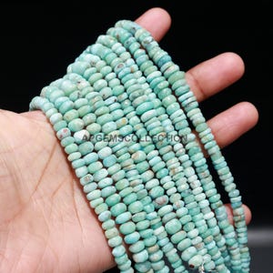 Natural Larimar Smooth Rondelle Beads, Plain Larimar Rondelle Beads, Blue Larimar Smooth Rondelle Gemstone Beads, 8&quot; Larimar Beads Supplier