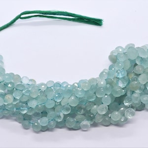 AAA Natural Aquamarine Faceted Onion Shape Briolletes, 5-8 mm Faceted Aquamarine Bead, 15 Inch Aquamarine Onion Shape beads, Wholesale Bead