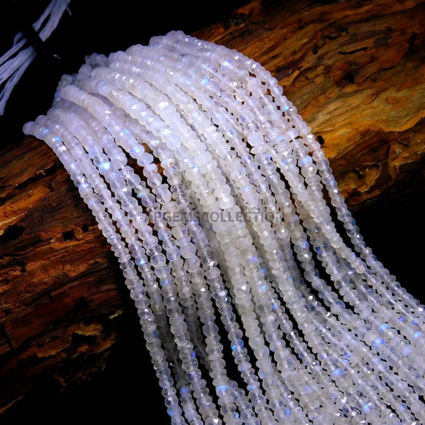 AAA Natural White Rainbow Faceted Rondelle Beads | 4 MM Rainbow Rondelle beads | 13 inch Flashy Rainbow Beads Strand