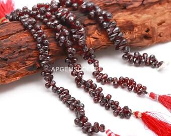 AAA Mozambique garnet Faceted Teardrop Beads, 7X10 mm Drop Mozambique Garnet beads, 10" Garnet Side Drops, Faceted Drops for jewelry