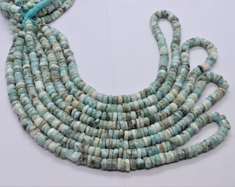 AAA Natural Larimar Heishi Washer Beads, 5.5-6 MM Larimar Beads, Heishi Tyre Beads, 16 Inch Heishi Larimar Wheel Beads, Larimar washer Beads