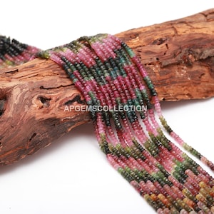 AAA Natural Multi Tourmaline Faceted Rondelle Beads, 4.5 mm Tourmaline Bead, 14 inch Faceted Tourmaline Rondelle, Wholesale Gemstone Beads