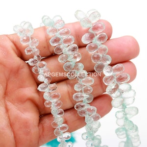 Cuentas facetadas en forma de lágrima de aguamarina azul AAA, gotas de aguamarina azul Briolette, cuentas de aguamarina en forma de lágrima Briolette, cuentas de aguamarina para hacer joyas