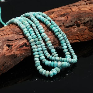 Natural Larimar Smooth Rondelle Beads, Plain Larimar Rondelle Beads, Blue Larimar Smooth Rondelle Gemstone Beads, 16&quot; Larimar Beads Supplier