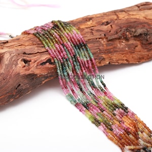 AAA Natural Multi Tourmaline Faceted Rondelle Beads, 3-3.5 MM Tourmaline Beads, Faceted Tourmaline Rondelle, 13 Inch Long Tourmaline strand