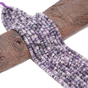 Arandelas de heishi de charolita natural AAA, cuentas de charolita, cuentas de llanta de charoita, cuentas de rueda de heishi de 16", collar de arandelas de charolita
