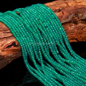 AAA Natural Green Onyx Faceted Rondelle Beads | 4MM Rondelle Green Onyx Faceted Rondelle Gemstone Bead Strand | 13" Green Gemstone Onyx Bead