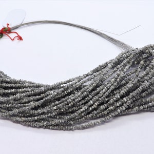 AAA Natural Grey Diamond Raw Uncut Bead, 3-3.5 MM Diamond Raw Nuggets, Genuine Diamond beads, Rough Diamond nuggets, 16&quot; GRAY Diamond Strand