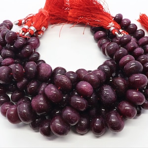 AAA Ruby Corundum Smooth Rondelle Beads, 9-10.5 MM African Ruby Beads, Ruby Beads, 8 Inch Smooth Ruby beads, Ruby Rondelle beads
