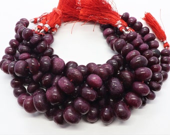 AAA Ruby Corundum Smooth Rondelle Beads, 9-10.5 MM African Ruby Beads, Ruby Beads, 8 Inch Smooth Ruby beads, Ruby Rondelle beads