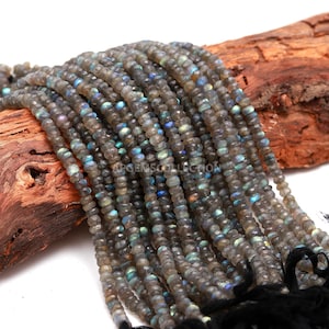 AAA Natural Labradorite Faceted Rondelle Beads | 6-6.5 MM Labradorite Rondelle Beads | 10&quot; Faceted Labradorite beads | Flashy Labradorite