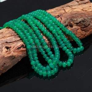 AAA+ Green Onyx Smooth Rondelle Beads | Onyx Beads I Onyx Gemstone Beads | 16 inch Plain Green Onyx Rondelle for jewelry making
