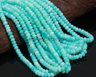 Peruvian Blue Opal Smooth Rondelle Beads, 8-8.5 MM Peruvian Opal Beads, Plain Opal Smooth beads, 16 Inch Blue Opal beads strand for jewelry