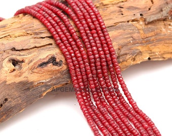 Ruby Rondelle Beads | AAA African Ruby Corundum Faceted Rondelle Gemstone Beads | 4-4.5 mm Ruby BeadsI Wholesale Red Ruby For Jewelry Making