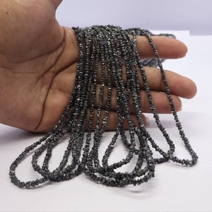 AAA Natural Black Diamond Raw Uncut Bead, 3-3.5 MM Diamond Raw Nuggets, Diamond bead, Rough Diamond nuggets, 16&quot; Black Diamond Beads Jewelry