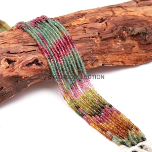 AAA Natural Multi Tourmaline Faceted Rondelle Beads, 3-3.5 MM Tourmaline Beads, Faceted Tourmaline Rondelle Beads, Watermelon Tourmaline