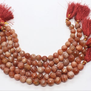 AAA + Sunstone Faceted Round Balls, 8.5-9.5 mm Sunstone Beads, Sunstone Round beads, Faceted Sunstone, 8 inch 100% Natural Round Balls