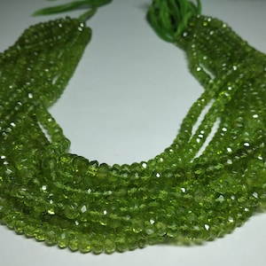 AAA Natural Peridot Faceted Rondelle Beads, 5mm Peridot beads, 14 Inch Peridot Rondelle Beads, Peridot beads , Peridot jewellery making bead