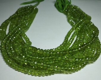 AAA Natural Peridot Faceted Rondelle Beads, 5mm Peridot beads, 14 Inch Peridot Rondelle Beads, Peridot beads , Peridot jewellery making bead