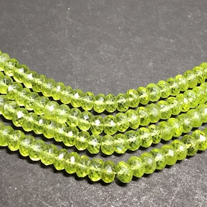 AAA Natural Peridot Faceted Rondelle Beads, 5-5.5mm (approx.) Peridot beads, 10 inch Peridot Rondelle Beads,  Peridot jewellery making bead